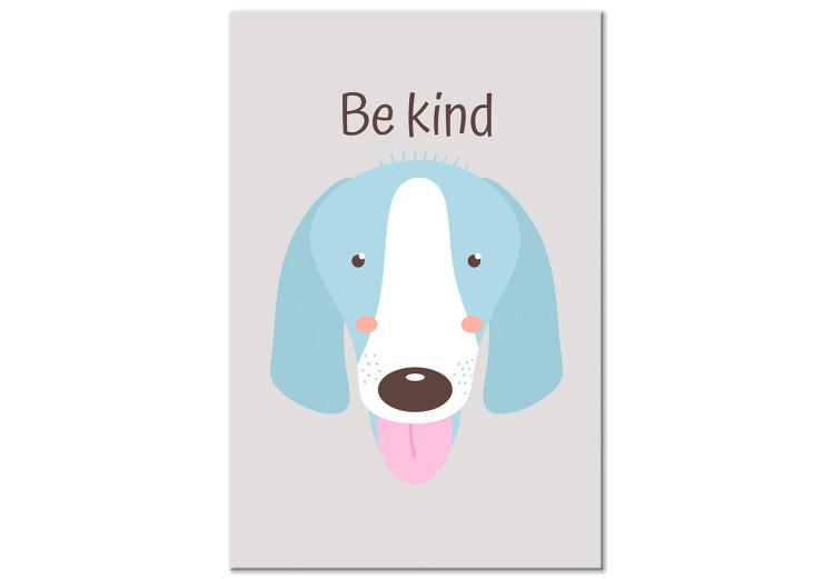Canvas Be Kind (1-piece) - blue dog and motivational slogan for children