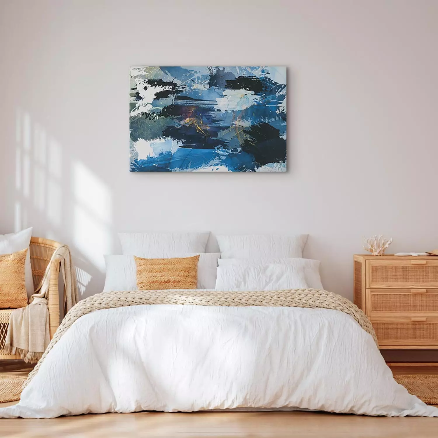 Canvas Print Artistic Painting - Blue Paint Stains Abstraction