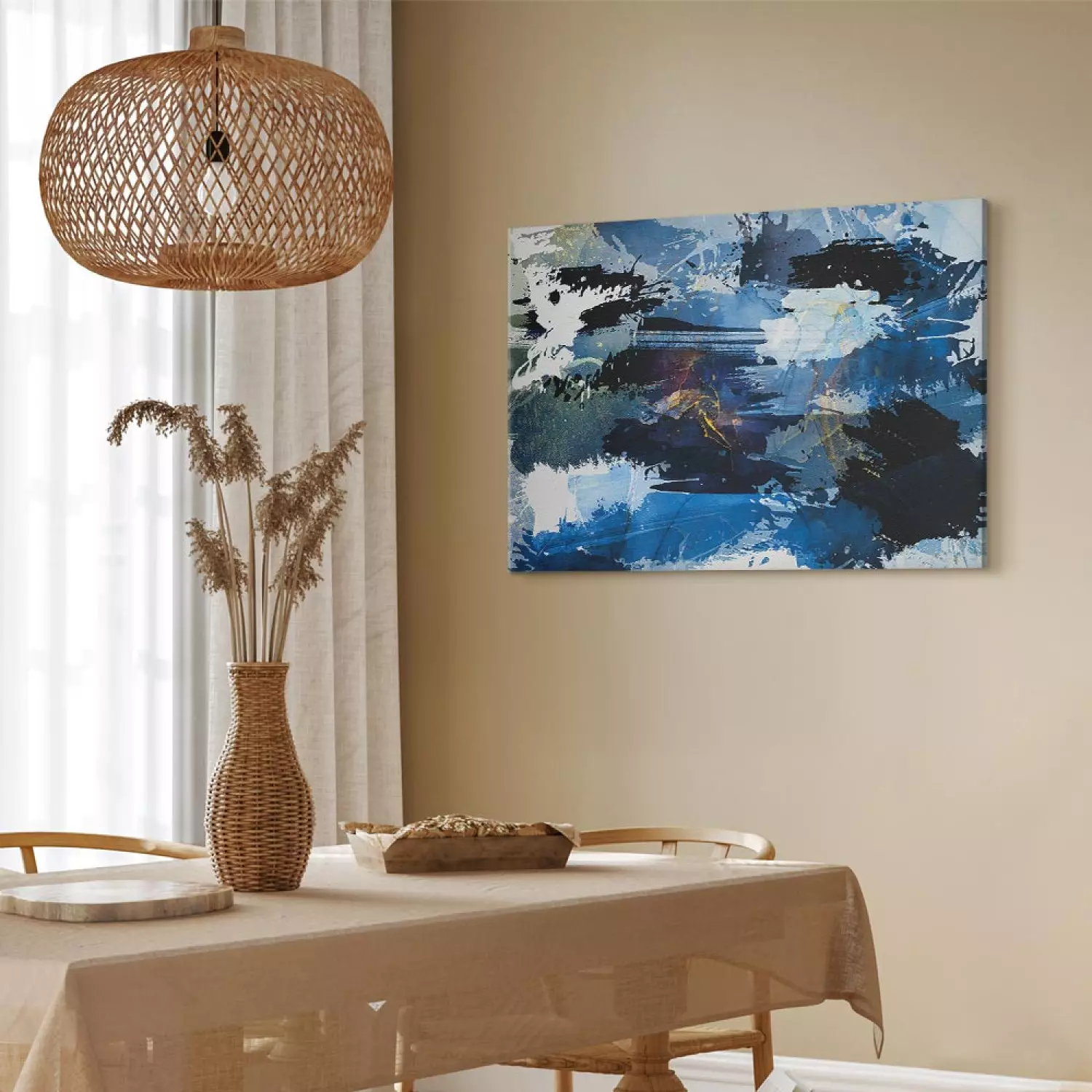 Canvas Print Artistic Painting - Blue Paint Stains Abstraction
