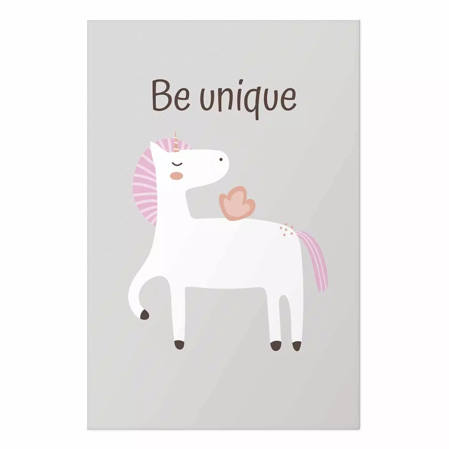 Wall Poster Be Unique - Cheerful Unicorn and a Motivating Slogan for Kids