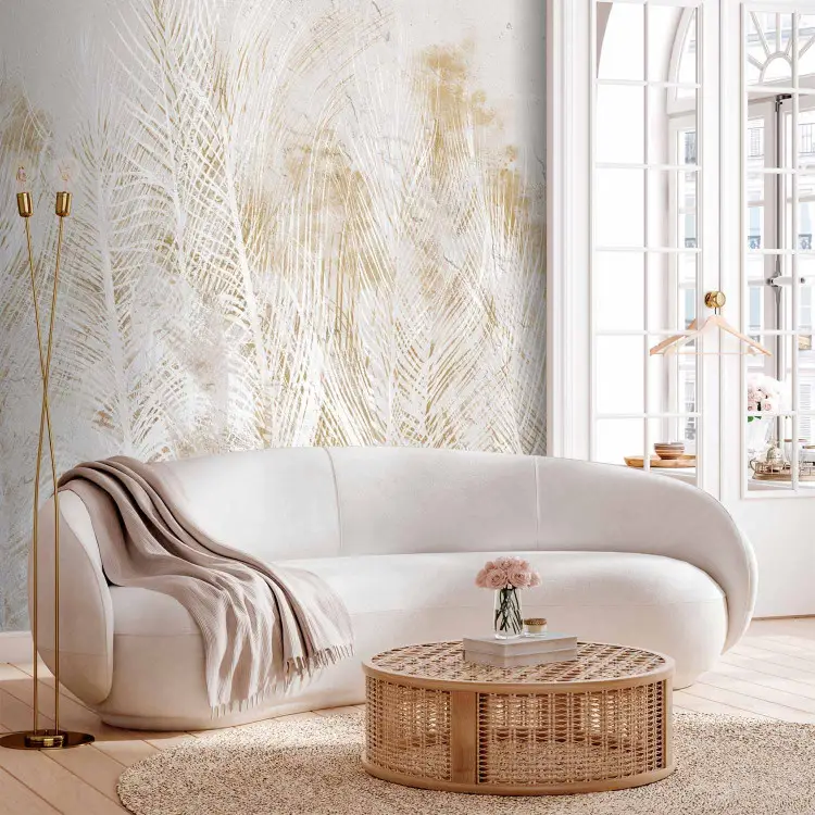 Gilded Feathers - A Delicate Drawing of Nature in a Boho Style