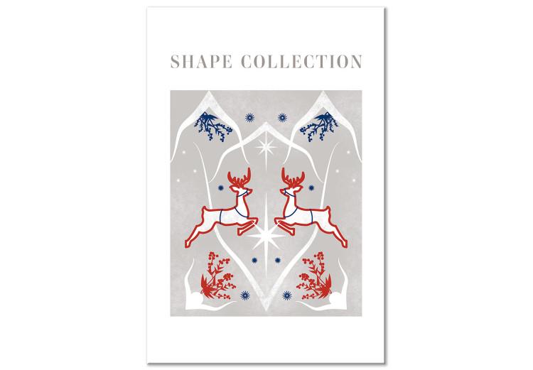 Canvas Christmas Shapes - Two Fawns and a Blue Holly