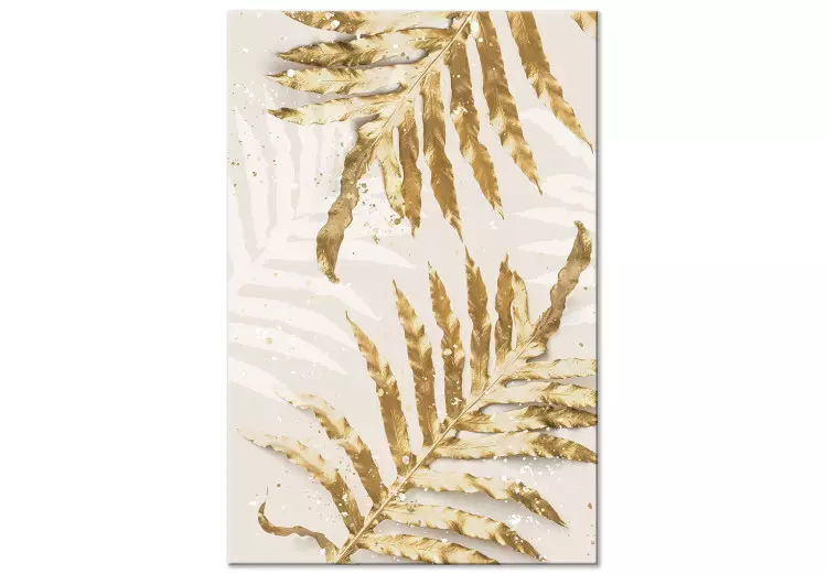 Canvas Golden Leaves - Elegant Plants With a Festive Atmosphere