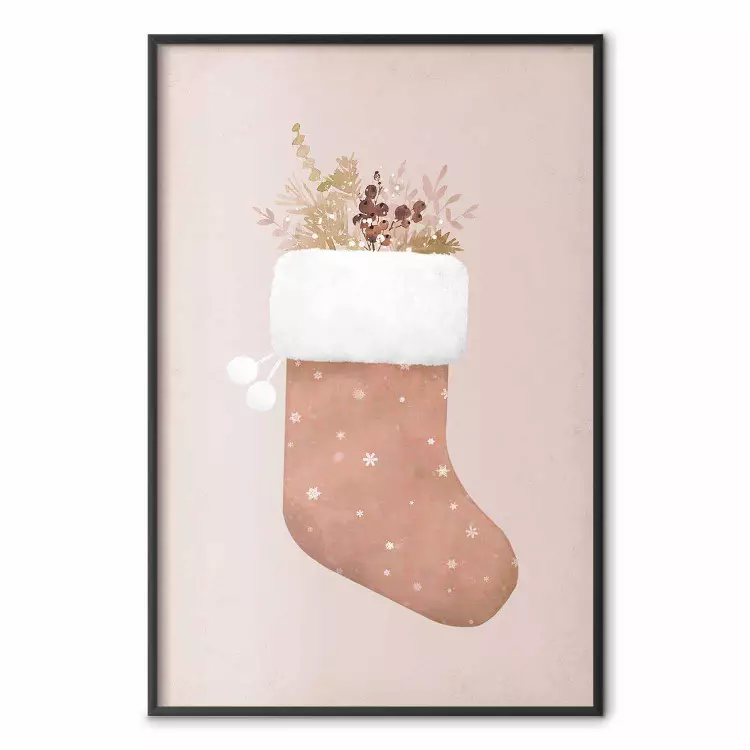 Christmas in Pastels - Holiday Stocking With Plant Twigs