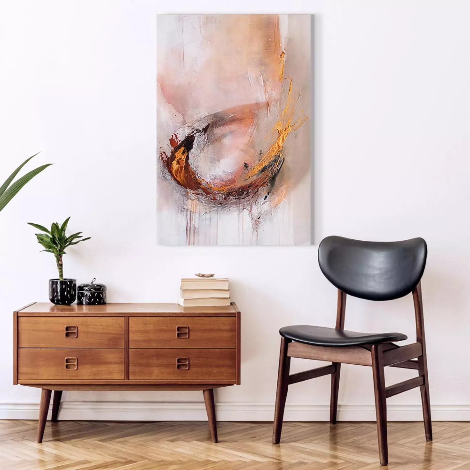 Canvas Painting Painted Abstraction - Light Beige