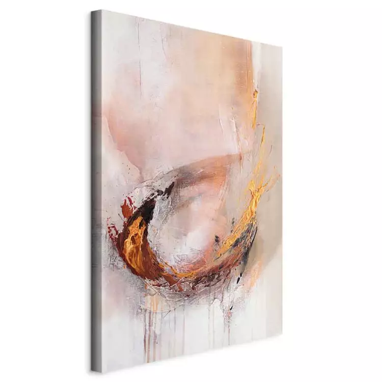 Painted Abstraction - Light Beige Composition With an Accent of Gold and Bronze