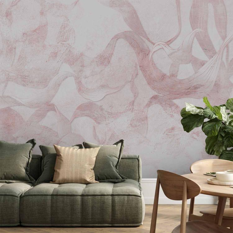 Wall Mural Interlacing of Nature - Abstract Background With Leaf Shapes - Pink