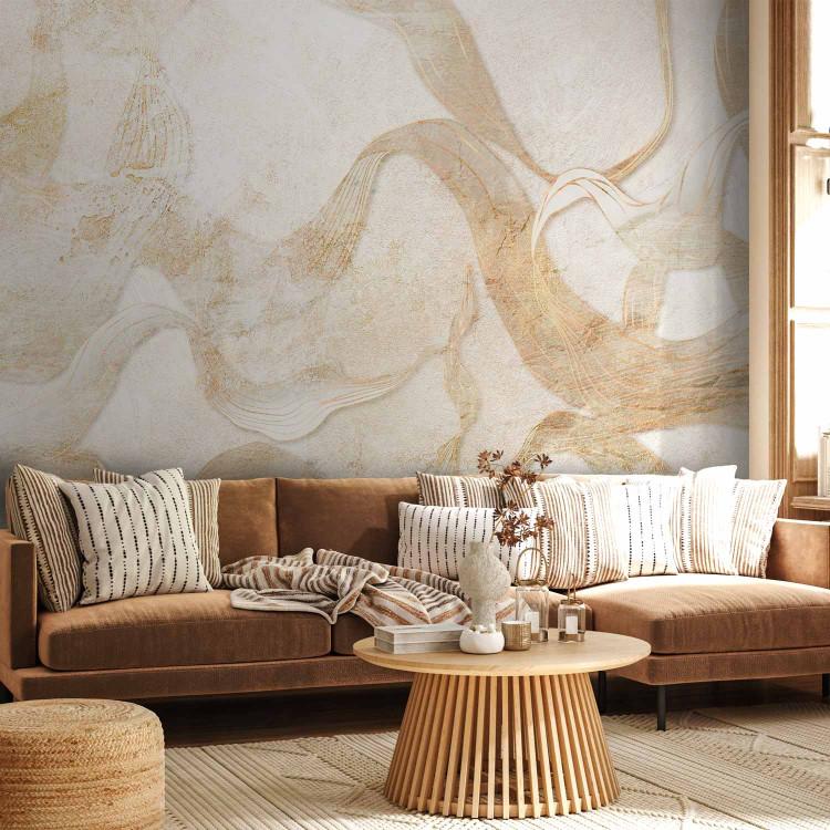 Wall Mural Interlacing of Nature - Abstract Background With Leaf Shapes - Beige