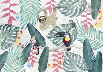 wallpaper with monkeys and birds