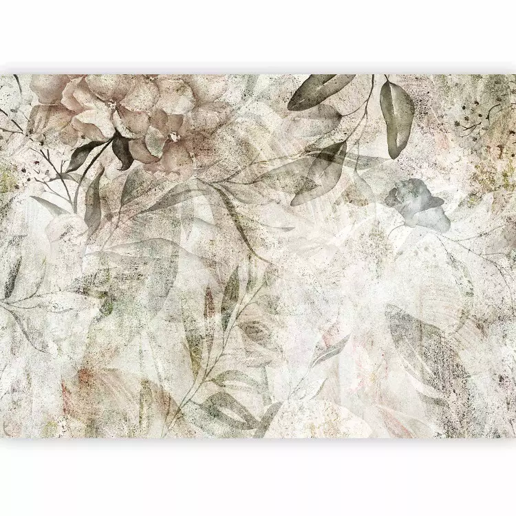 Beautiful Background - Motif of Flowers on an Old Surface in Patina Colors