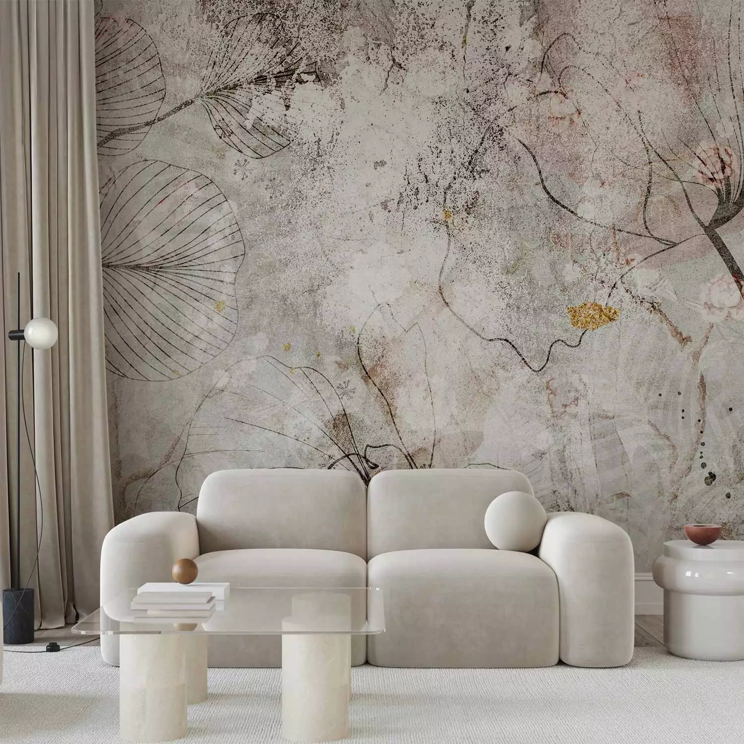 Wall Mural Floristic Fresco - Natural Plants as a Wall Decoration