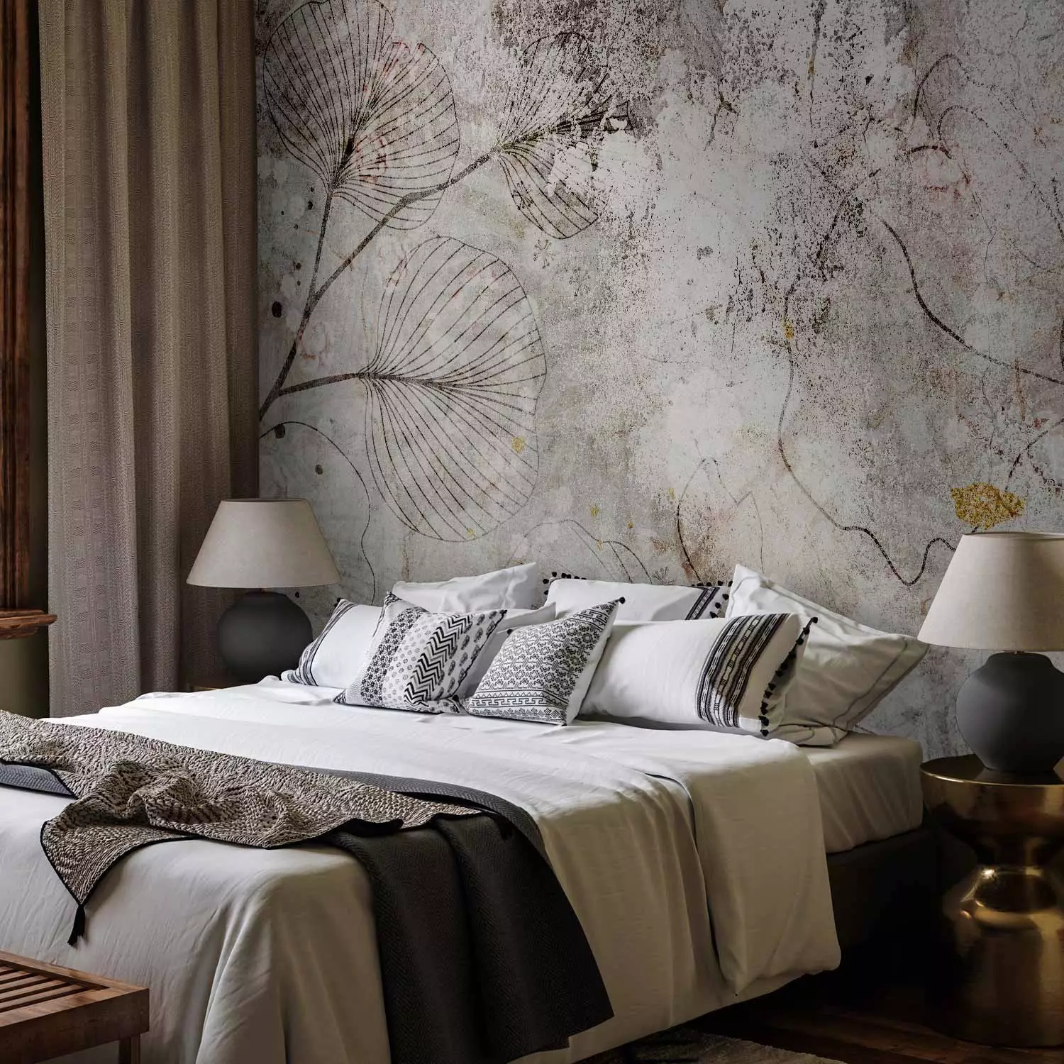 Wall Mural Floristic Fresco - Natural Plants as a Wall Decoration