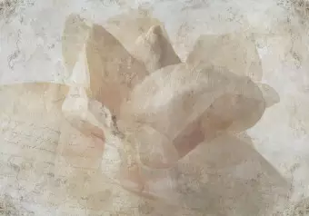Photo Wallpaper Foggy Creature - Beige-Gray Background With a Flower and Inscriptions in the Background Wallpaper Cropper