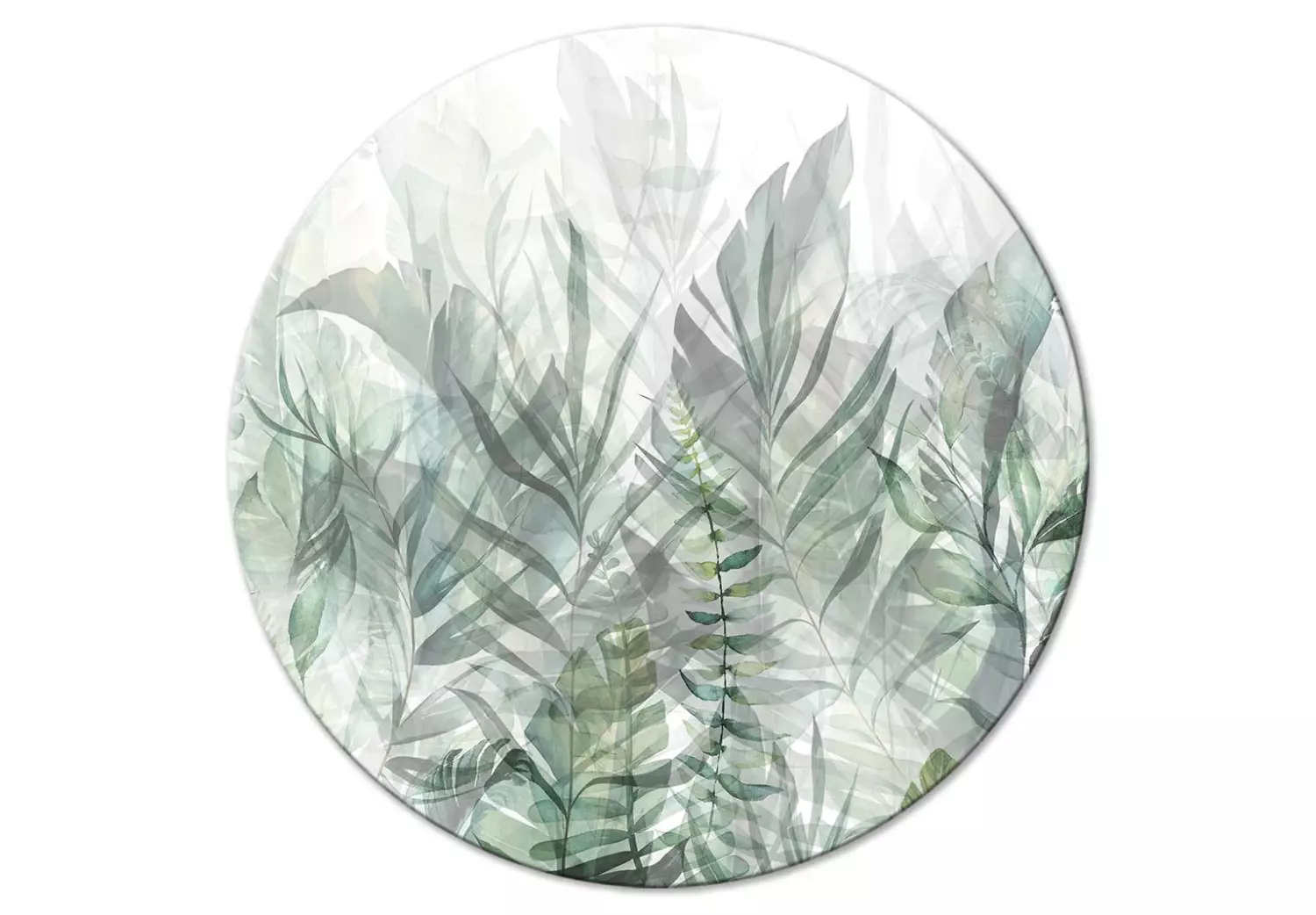 Round Canvas Penetration of Leaves - Landscape With Green Plants in the Morning