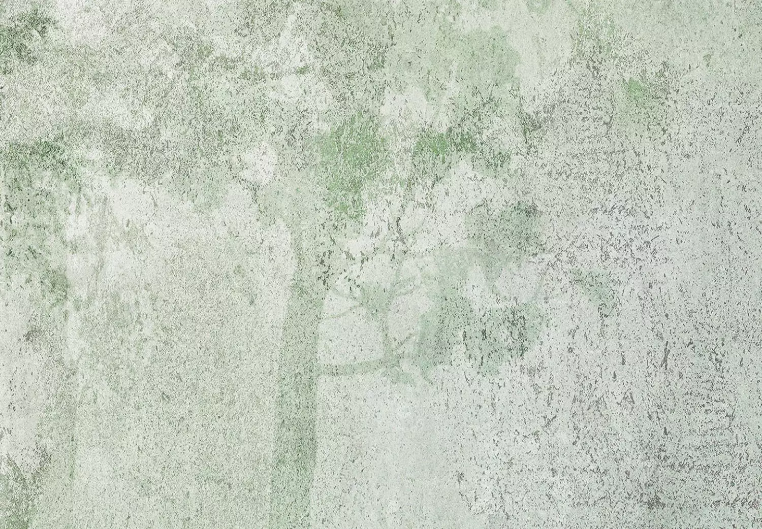 Round Canvas The Forest - The Interpenetrating Outline of Green Trees on a Foggy Day