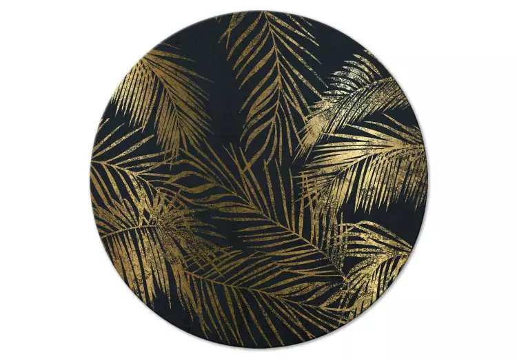 Golden Palm Tree - Plant Leaves on a Dark Background Variant 3