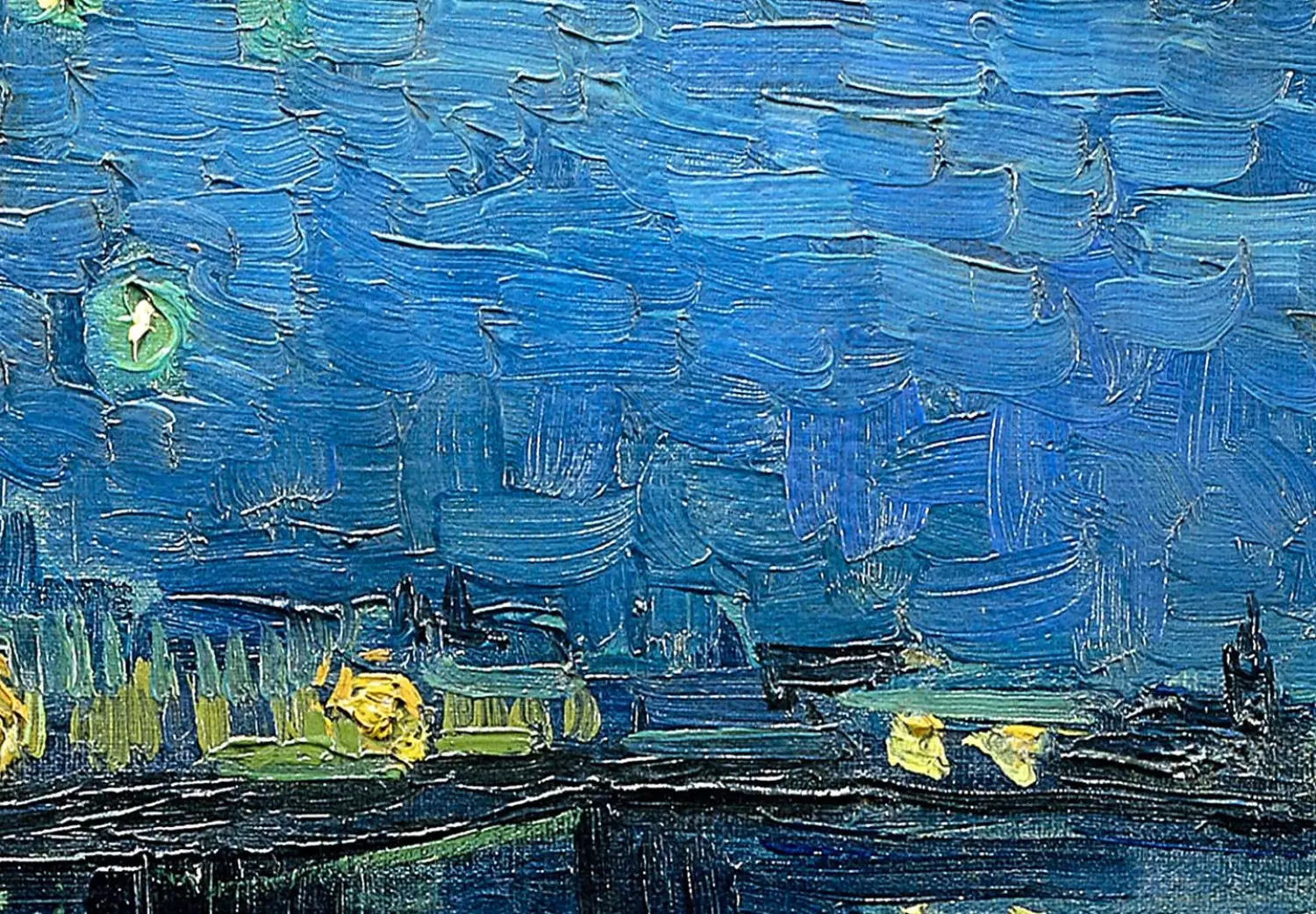 Round Canvas Vincent Van Gogh - Starry Night Over the Rhone - A Boat Against the Background of the Blue Sky