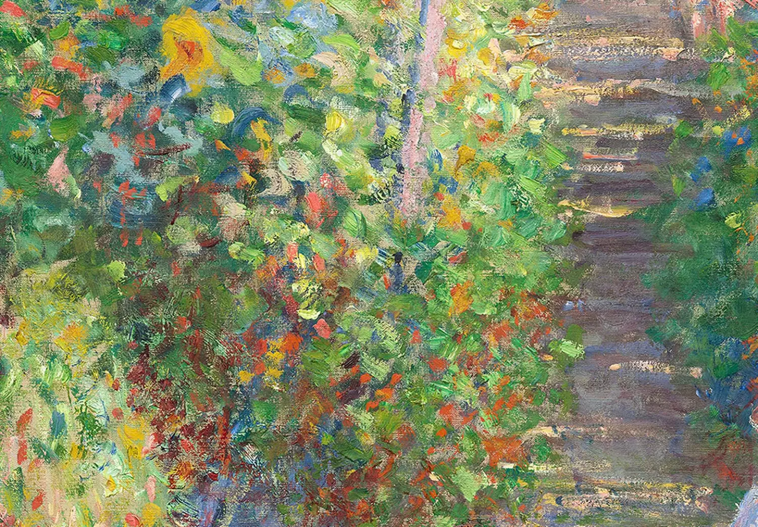 Round Canvas Claude Monet’s Garden at Vétheuil - Farmhouse With Sunflowers