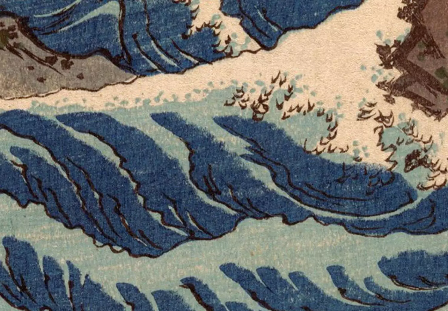 Round Canvas Japanese Woodcut Utagawa Hiroshige - Great Blue Wave