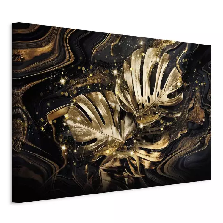 Golden Monstera - Dynamic Composition of Shiny Leaves
