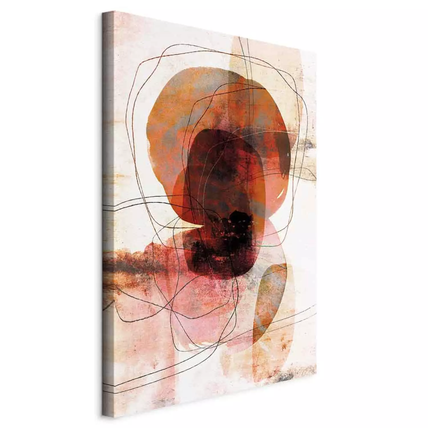 Canvas Abstraction - Colorful Arrangement of Lines and Spots on a Light Surface
