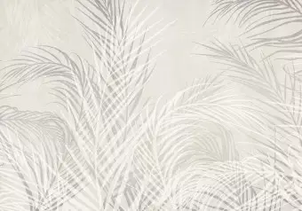 Wall Mural Palm Trees in the Wind - Gray Twigs With Leaves on a Light Background Wallpaper Cropper