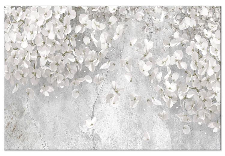 Canvas White Flowers (1-piece) - white plants on a gray stone background