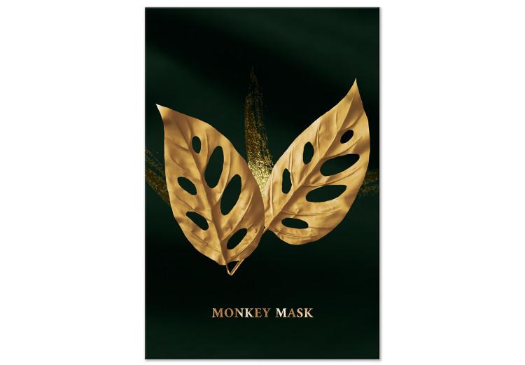 Canvas Monstera Monkey (1-piece) - landscape with holey leaves and inscriptions