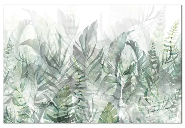 Canvas Wild Meadow (1-piece) - delicately outlined leaves on a light background