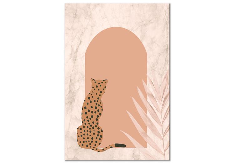 Canvas Sitting Cheetah (1-piece) - inverted wild cat and marble background