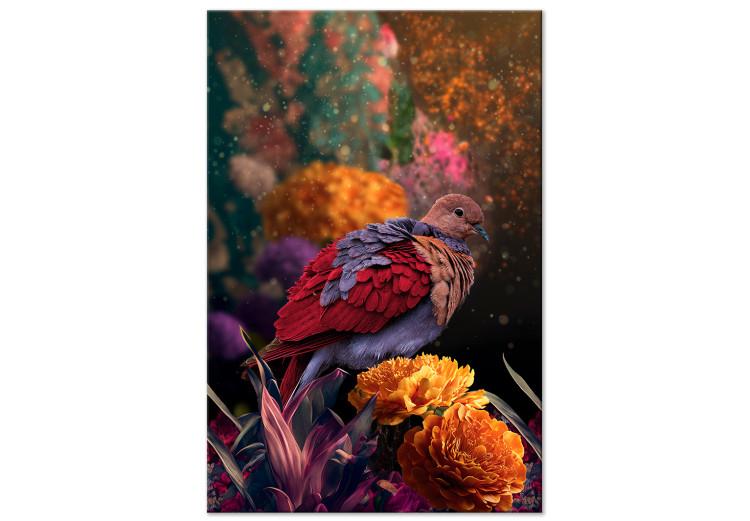 Canvas Wild Nature (1-piece) - colorful bird amidst multicolored plants