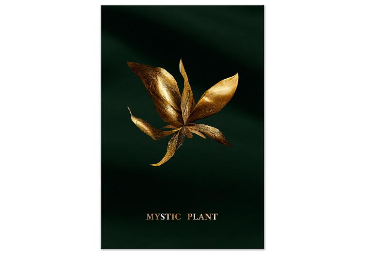 Canvas Mystical Plant (1-piece) - landscape with golden leaves on a black background
