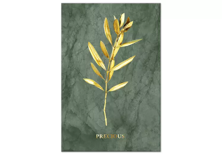 Canvas Olive Branch (1-piece) - plant landscape and text on a marble background