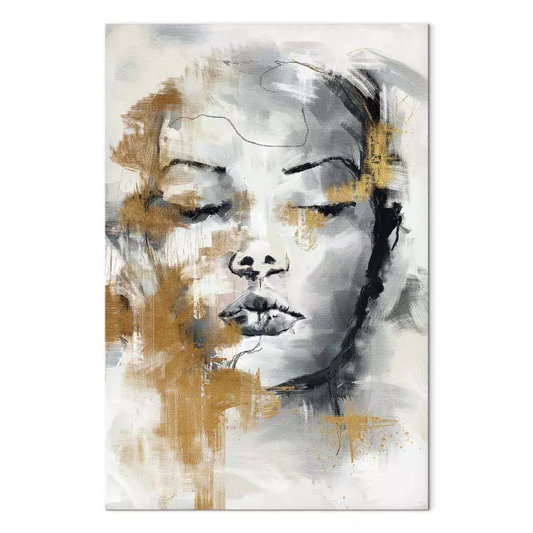 Canvas Portrait of a Stranger (1-piece) - woman's face with closed eyes
