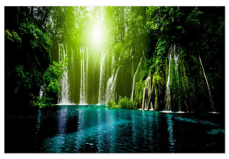 Large XXL print Sapphire Lake - Waterfall with a beautiful water