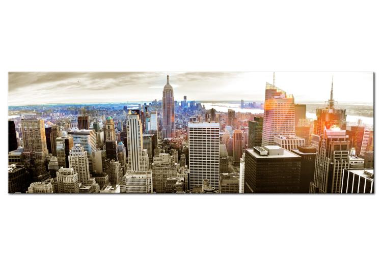 Canvas Manhattan Aerial View (1-piece) - New York City and sunrise
