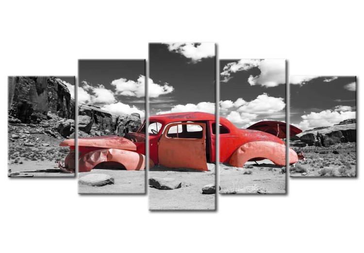 Canvas In Seclusion (5-piece) - red vintage car in a retro style