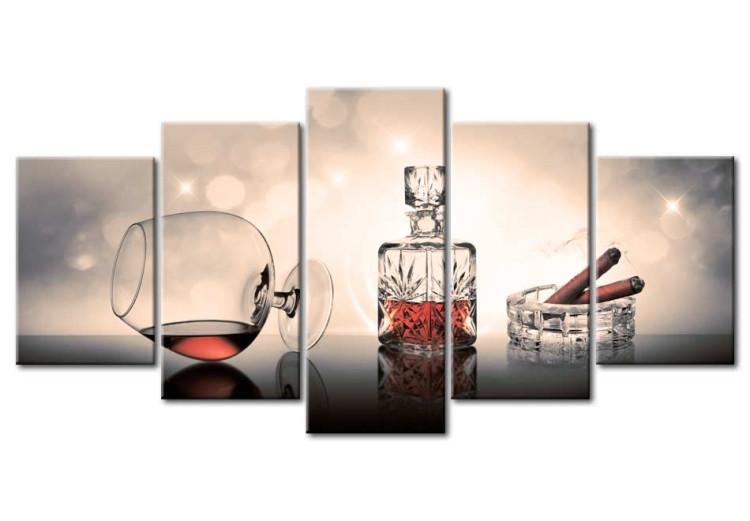 Canvas Alcohol and Cigarettes (5-piece) - vintage composition with a glass