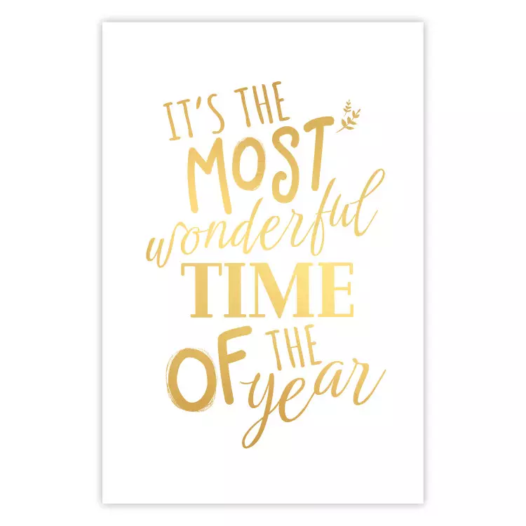 Poster The Most Beautiful Time - Golden Inscription, Decorative Christmas Text