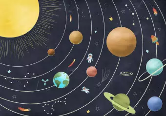 Photo Wallpaper Colorful Solar System - Galaxy With Colorful Planets and Stars Wallpaper Cropper