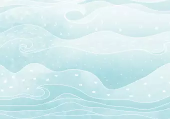Photo Wallpaper Sea - Children’s Background With Waves in Shades of Pastel Blue Wallpaper Cropper