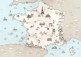 Wall Mural Map of France for Kids - Interesting Places and Tourist Attractions Wallpaper Cropper