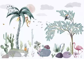 Photo Wallpaper Tropical Landscape - Exotic Nature in Pastel Colors Wallpaper Cropper
