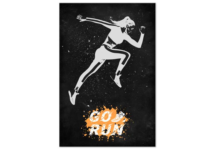 Canvas Running Woman (1-piece) - motivational caption on a black background