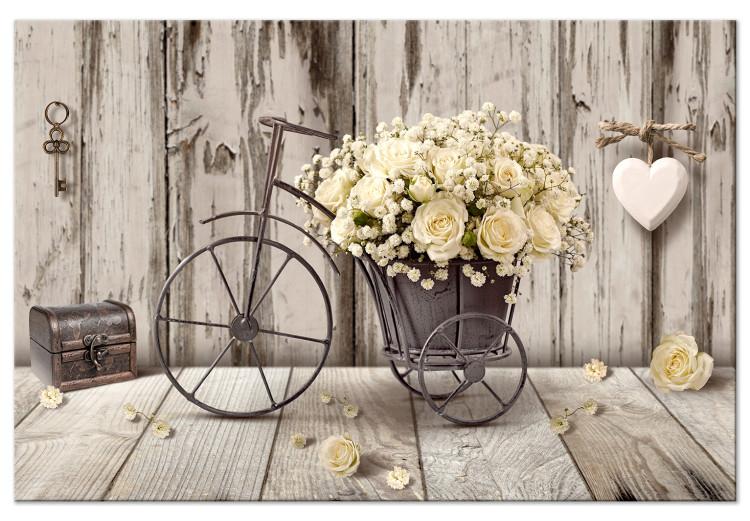 Canvas Secret Bouquet (1-piece) Wide - bicycle and flowers in vintage style