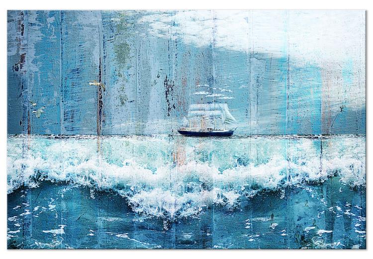 Canvas Seascape (1-piece) - sailboat on foamy ocean waves