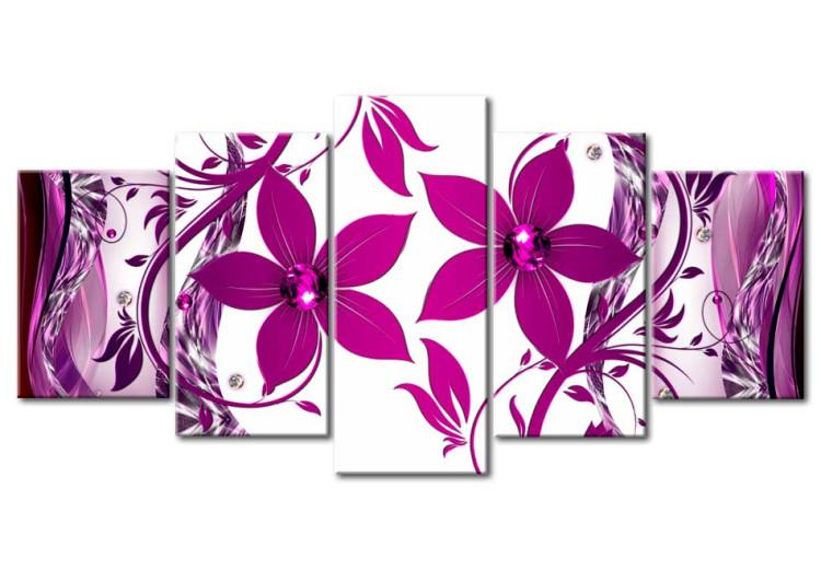 Canvas Purple Embrace (5-piece) - abstraction in purple flowers