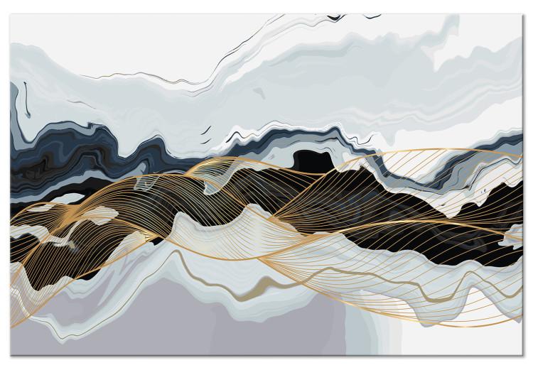 Canvas Color Waves - Modern Abstraction in Gray and Navy Blue Colors