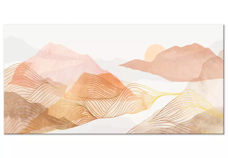 Canvas Abstract Mountains - Graphics in Honey Colors With a Landscape