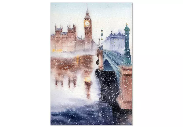 Canvas City of London - Drawing Painted With Watercolor in Mixed Colors